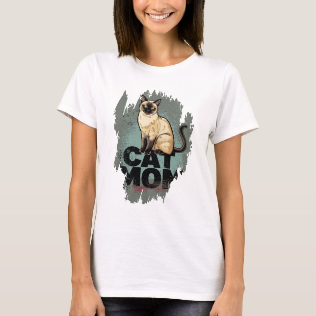 Camiseta Siamese Cat Mom: Pawsitively Adorable (Frente)