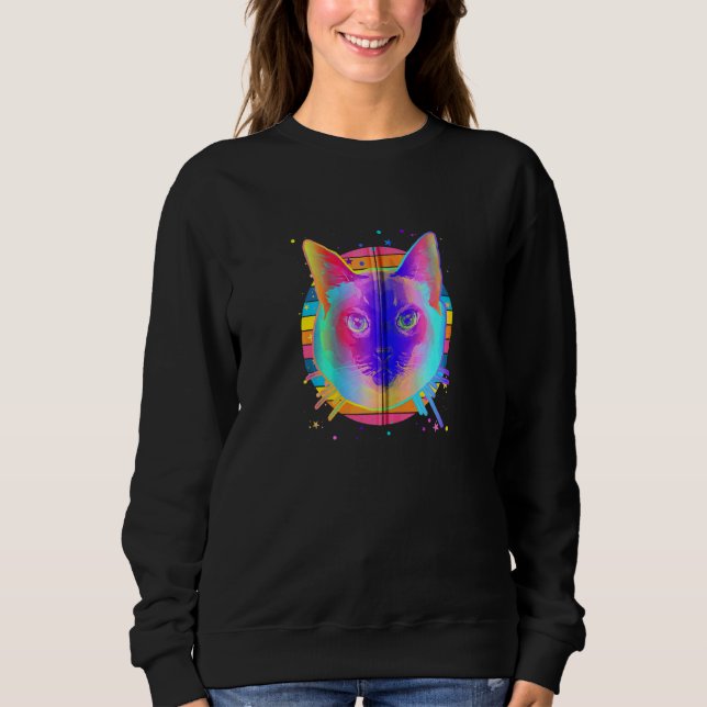 Camiseta Siamese Cat Rainbow Space Black (Frente)