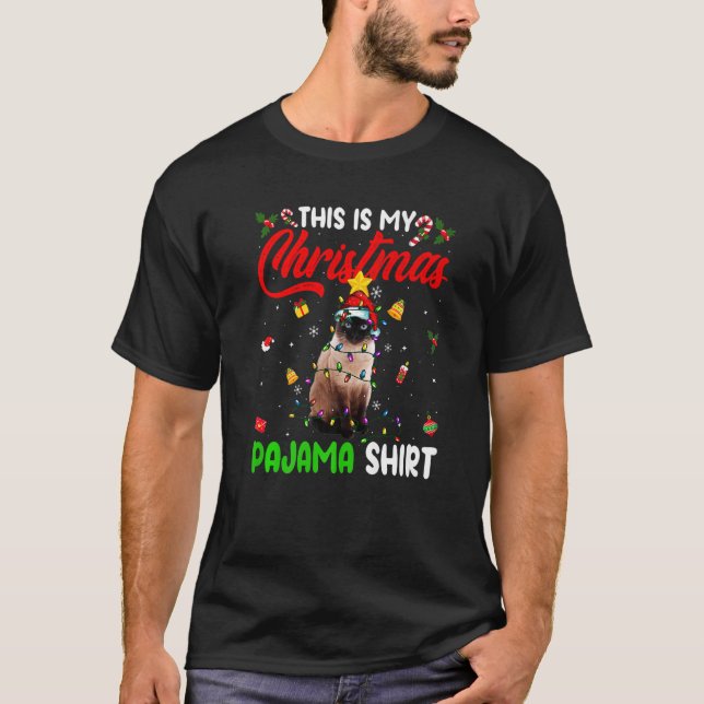 Camiseta Siamese Cat  This Is My Christmas Pajama  Xmas (Frente)