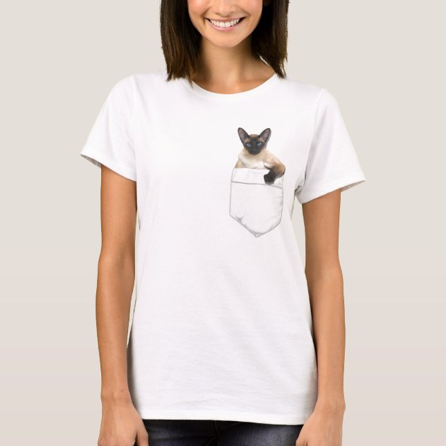 Camiseta Siamese em seu bolso (Frente)