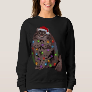 Camiseta Siberian Cat Christmas Lights Xmas Cat Lover Papai