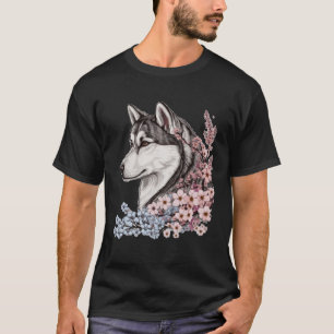 Camiseta Siberian Husky Cherry Blossom Dog Japonês Sakura