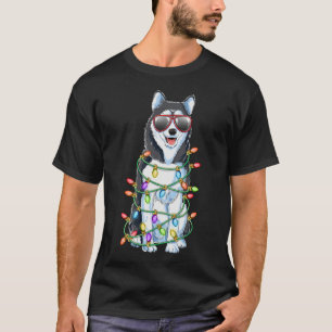 Camiseta Siberian Husky Christmas Tree Papais noeis Xmas Gi