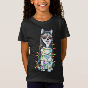 Camiseta Siberian Husky Christmas Tree Papais noeis Xmas Gi