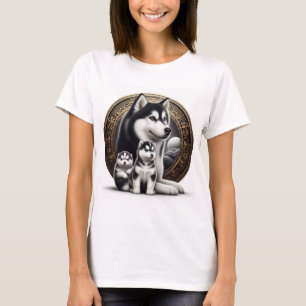Camiseta Siberian Husky Com Pups