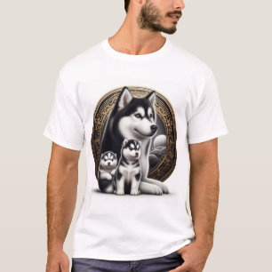 Camiseta Siberian Husky Com Pups