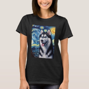 Camiseta Siberian Husky Dog Art Van Gogh Starry Night Siber