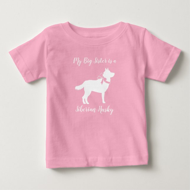 Camiseta Siberian Husky Dog Chá de fraldas Puppy Pink Girl (Frente)