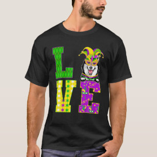 Camiseta Siberian Husky Dog Lover I Love Mardi Gras Costume