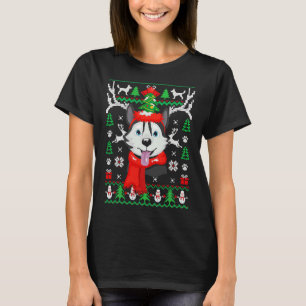 Camiseta Siberian Husky Dog Ugly Christmas