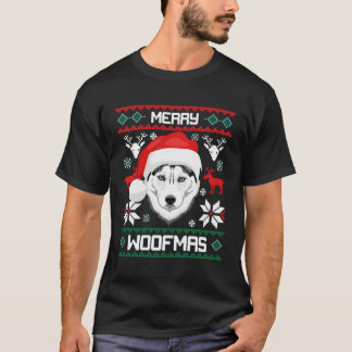 Camiseta Siberian Husky Feliz Woofmas Para