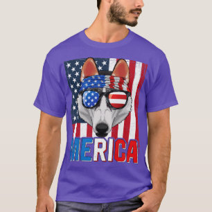 Camiseta Siberian Husky Merica 4º de julho Pup Americano de