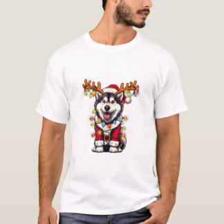 Camiseta Siberian Husky Natal