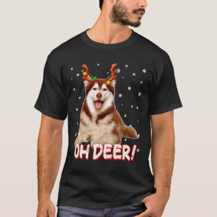 Camiseta Siberian Husky Oh Deer Funny Dog Xmas