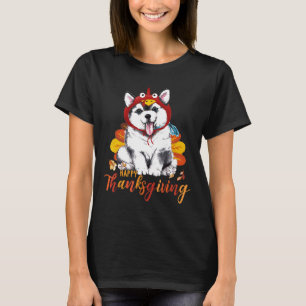 Camiseta Siberian Husky Turquia Figurume Feliz Ação de Graç
