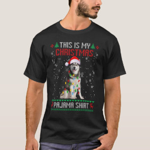 Camiseta Siberian Husky Ugly Christmas Tree Lights Family X