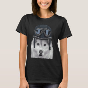 Camiseta Siberian Husky Vestindo Capacete de Motocicleta Vi