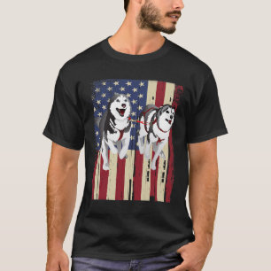 Camiseta Siberian Husky Vintage Usa Flag