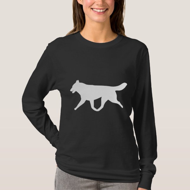 Camiseta Siberian Husky White Silhouette (Frente)