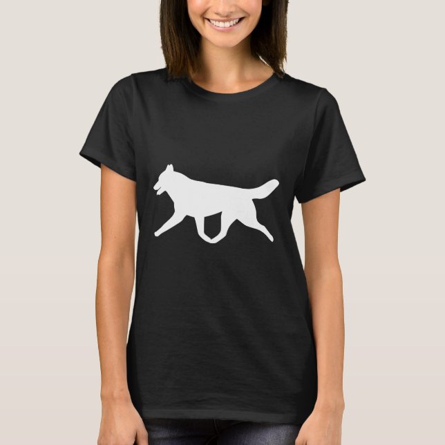 Camiseta Siberian Husky White Silhouette (Frente)