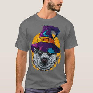 Camiseta Siberian Husky Witky Dog Dia de as Bruxas engraçad
