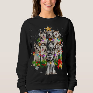 Camiseta Siberian Hussein Christmas Dog Tree Lights Pajamas