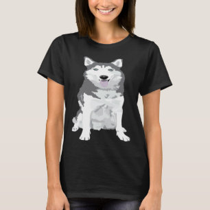 Camiseta Siberiano Husky cinzento adorável com olhos azuis