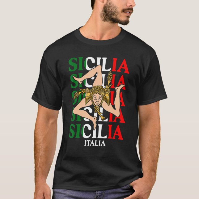 Camiseta Sicília Bandeira Sicília Palermo Itália 22 (Frente)