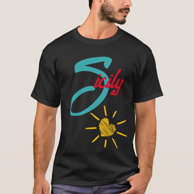 Camiseta Sicília com coração ensolarado (Frente)