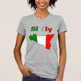 Camiseta Sicília e Mapa na Coloração da Bandeira italiana T