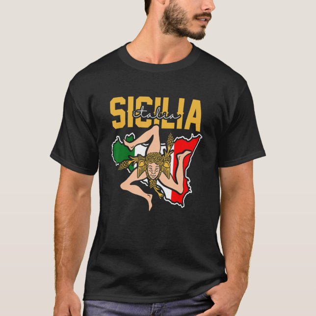 Camiseta Sicilia Flag Sicily Palermo Italy 32 (Frente)