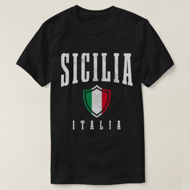 Camiseta Sicília Itália Sicília Itália Bandeira italiana Pr (Frente do Design)
