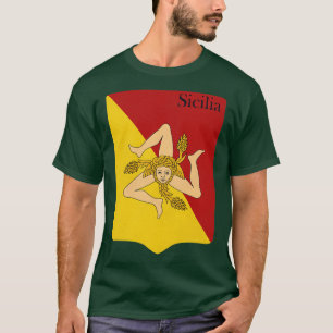 Camiseta Sicília Sicília Flag Vintage Casaco de braço