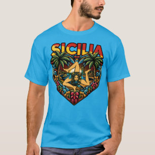 Camiseta Sicília Siciliana Heart Trinacria