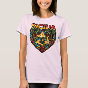 Camiseta Sicília Siciliana Heart Trinacria