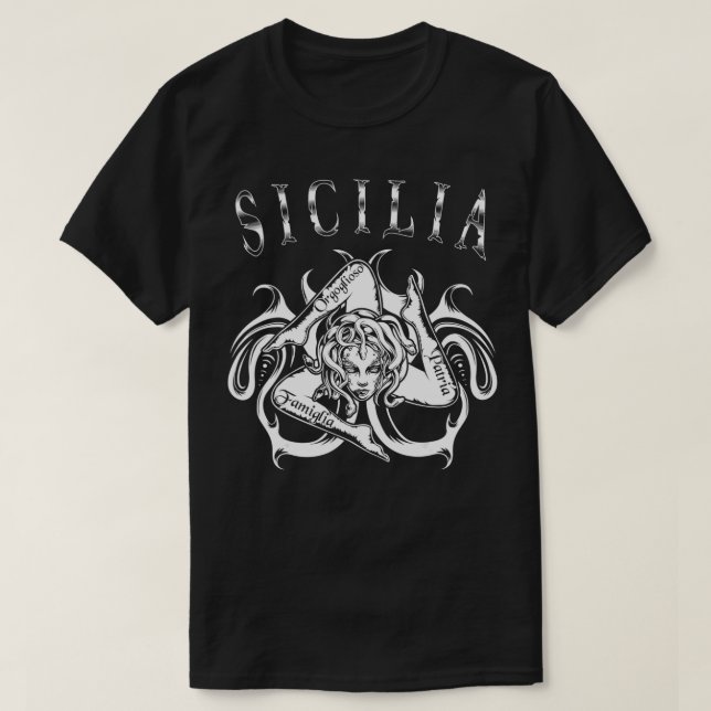 Camiseta Sicília Trinacria Itália Presente para Orgulho Sic (Frente do Design)