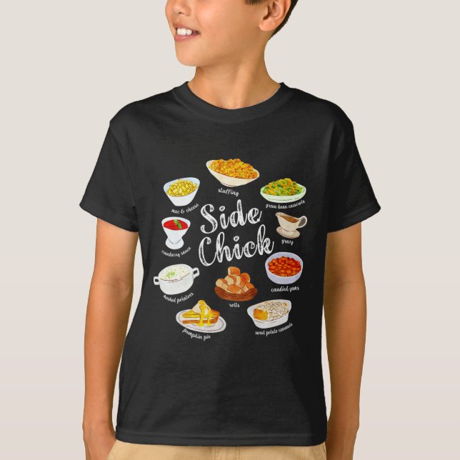 Camiseta Side Chick,funny Thanksgiving Dishes Gift Tee Men  (Frente)