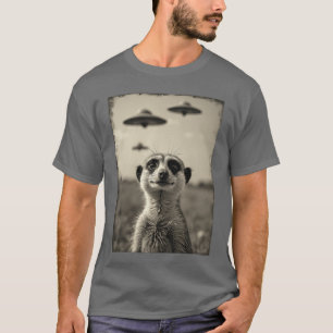 Camiseta Sie suricata engraçado com OVNIs Alien Weird retro