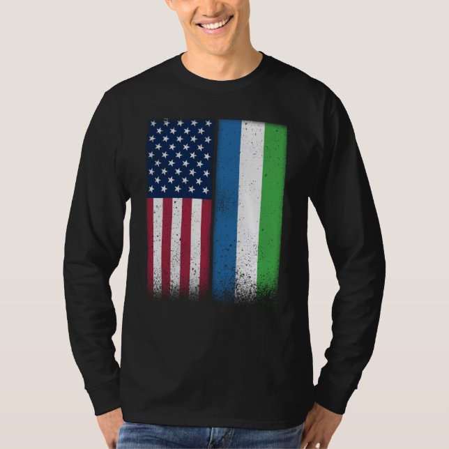 Camiseta Sierra Leone Sierra Leonean American Flags Proud U (Frente)