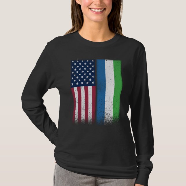 Camiseta Sierra Leone Sierra Leonean American Flags Proud U (Frente)