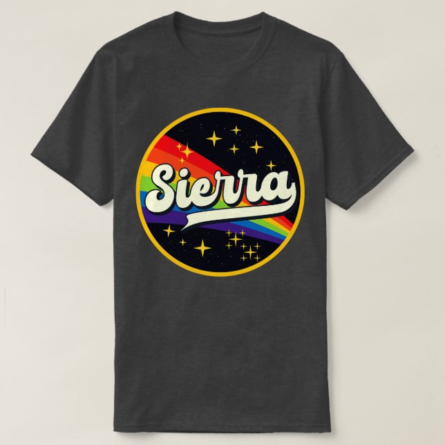 Camiseta Sierra Rainbow No Estilo De Vintage Espacial (Frente do Design)