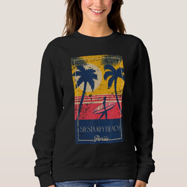 Camiseta Siesta Key Beach Florida Retro Surfer Beach Distre (Frente)