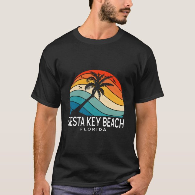 Camiseta Siesta Key Beach Florida Tropical Beach Palm Tree (Frente)