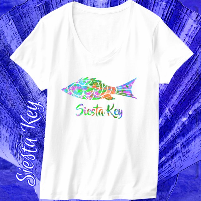 Camiseta Siesta Key FL Colorful Fish (Criador carregado)