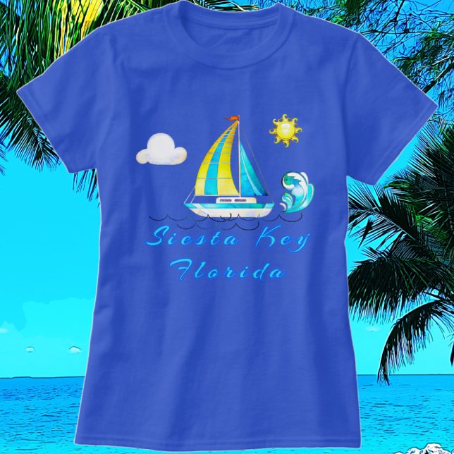 Camiseta Siesta Key Florida Ocean Waves e Sailboat (Criador carregado)