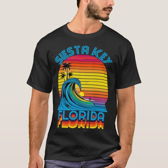 Camiseta Siesta Key Florida Retro Throwback Surf & Beach So (Frente)