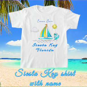 Camiseta Siesta Key, Florida Sailboat Sun e Name