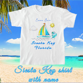 Camiseta Siesta Key, Florida Sailboat Sun e Name