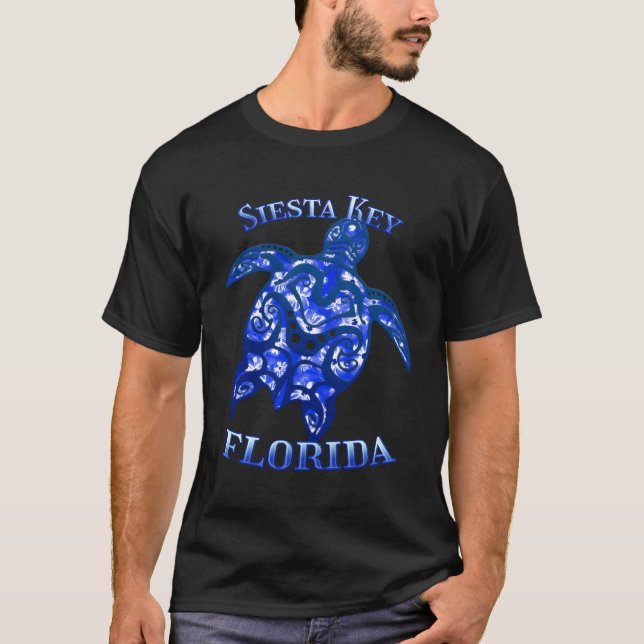 Camiseta Siesta Key Flórida Vacation Tribal Turtle (Frente)