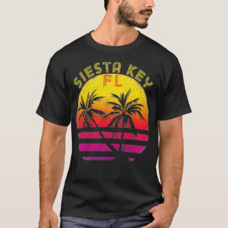 Camiseta Siesta Key Florida Vintage Sunset Colors Palm Tree